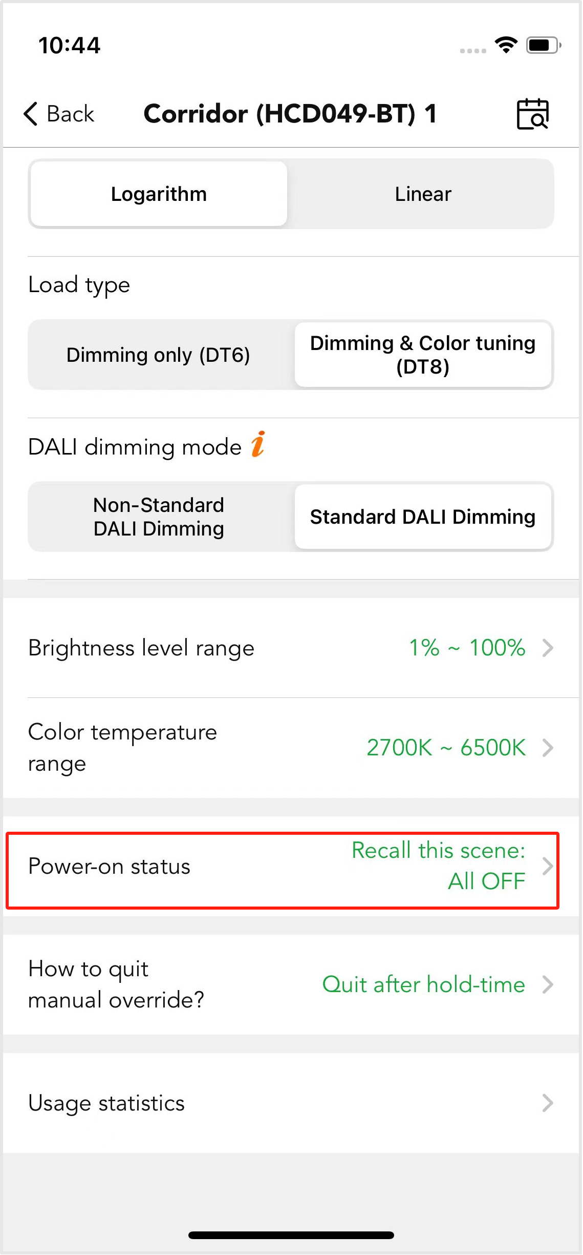 power-on status